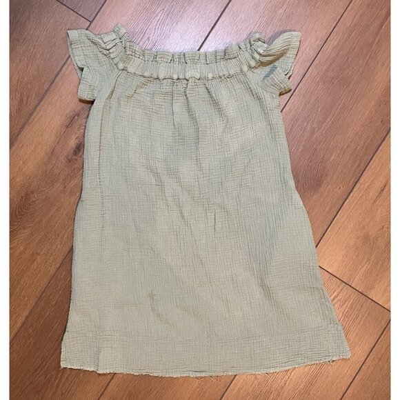 Amadi Anthropologie Sage Green Lightweight Off-the-Shoulder Mini Dress Sz XS - Picture 1 of 8
